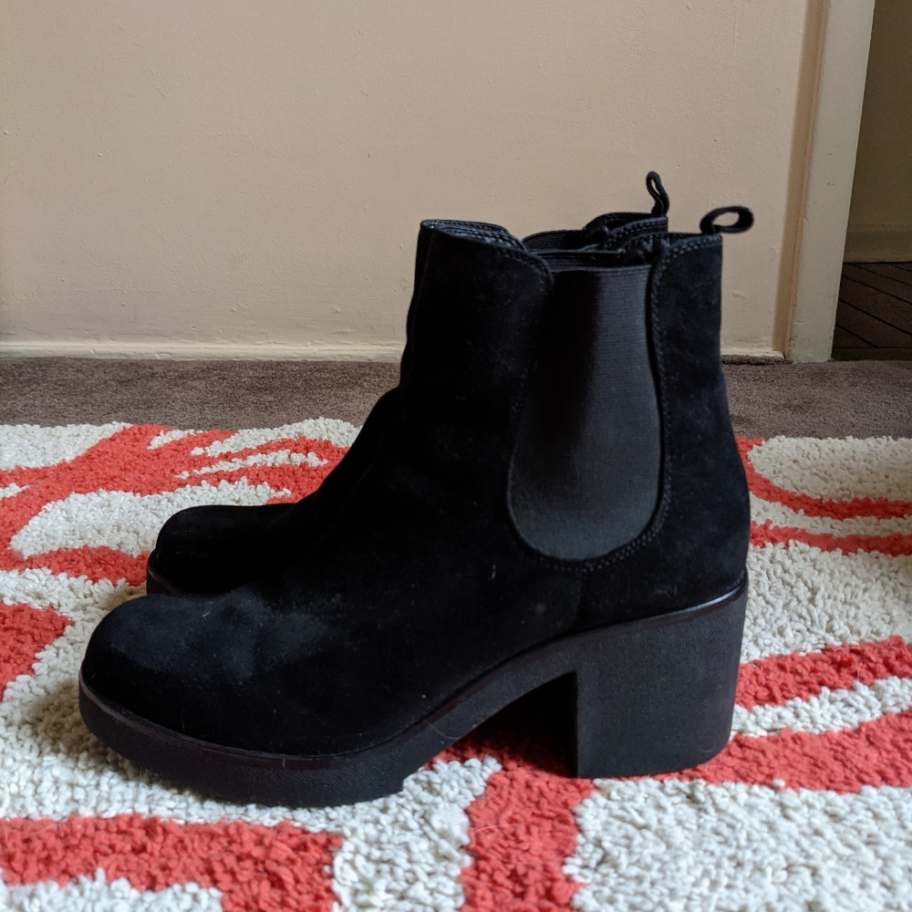 Chunky faux suede boots